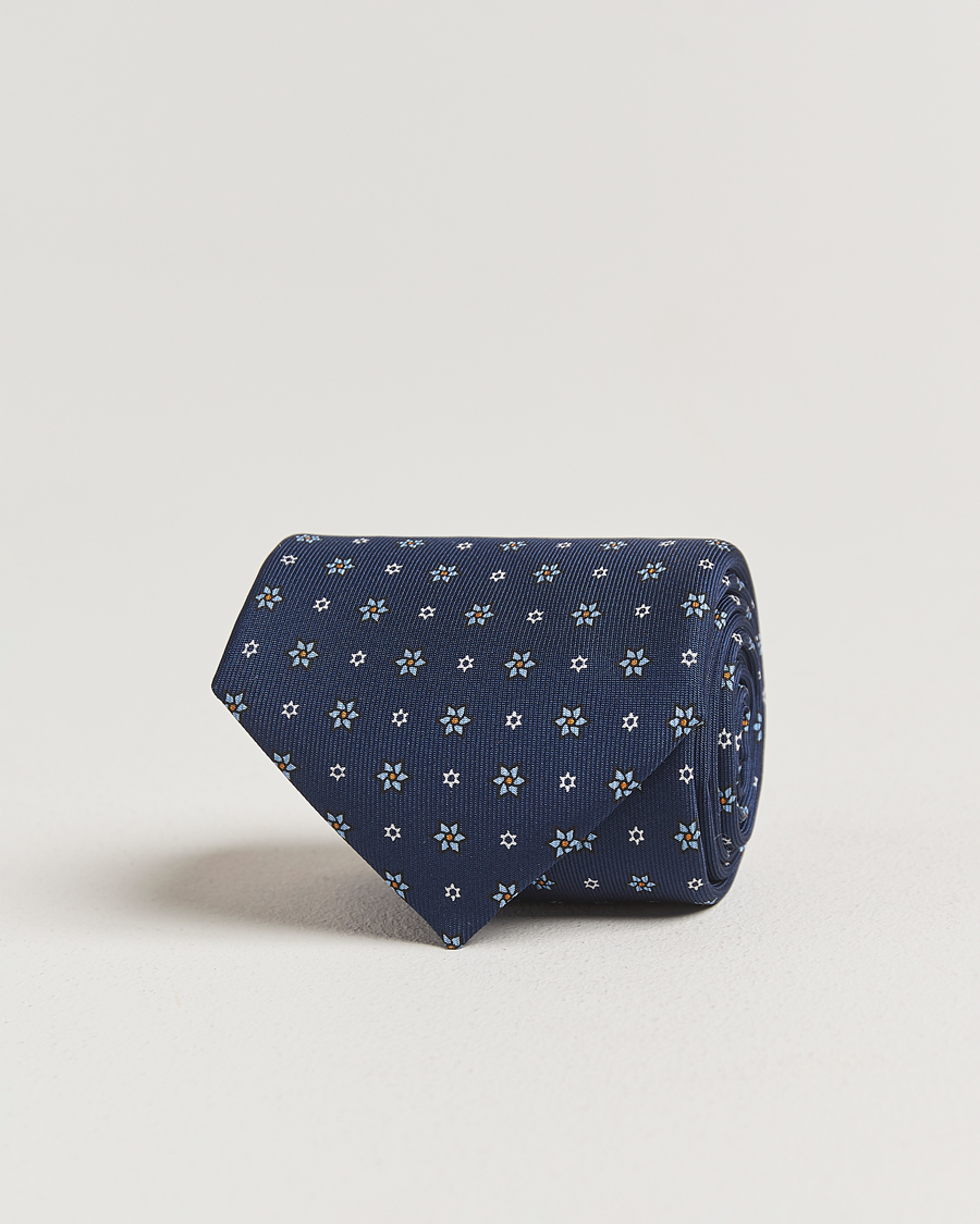 Herren | Krawatten | E. Marinella | 3-Fold Printed Silk Tie Navy