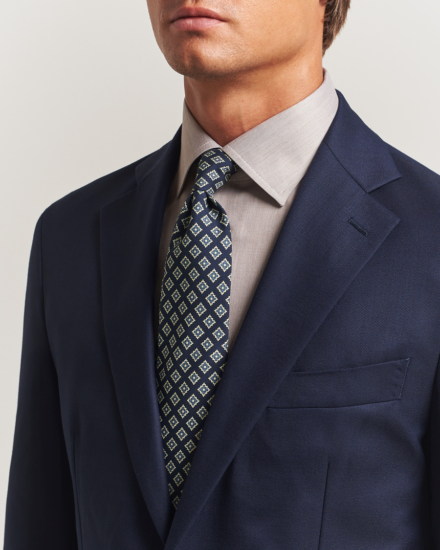 Herren | Krawatten | E. Marinella | Archivio 3-Fold Printed Silk Tie Navy