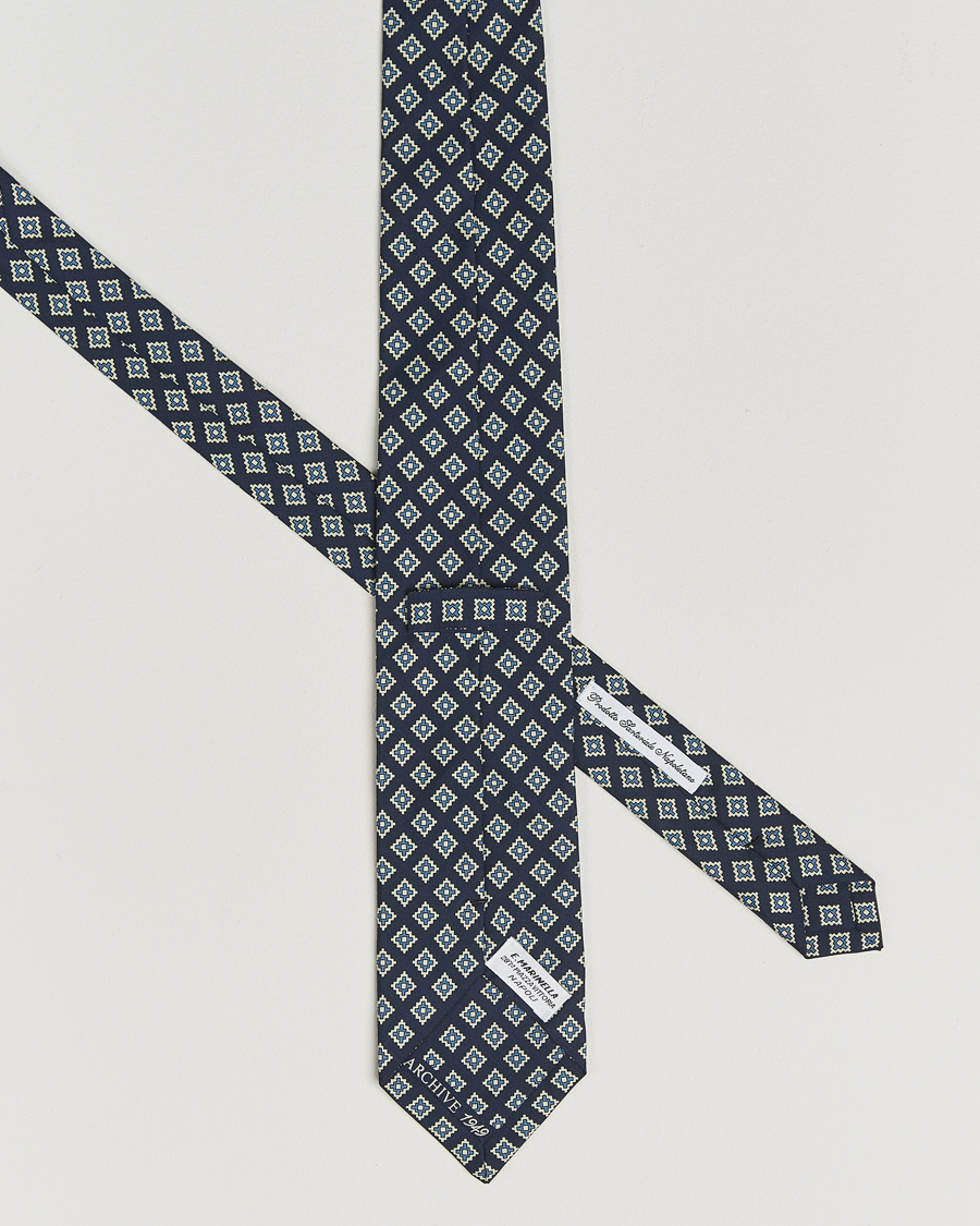 Herren | Krawatten | E. Marinella | Archivio 3-Fold Printed Silk Tie Navy