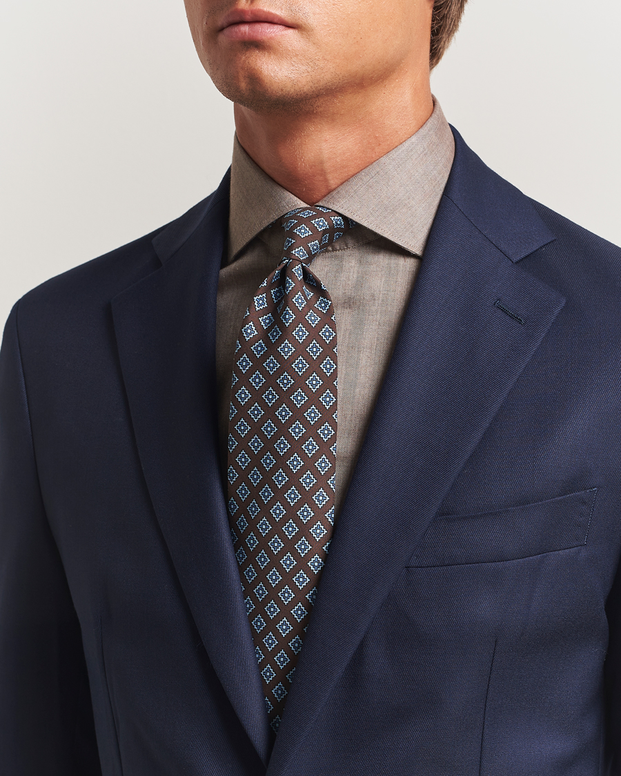 Herren | Krawatten | E. Marinella | Archivio 3-Fold Printed Silk Tie Brown