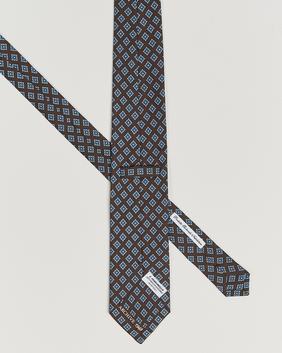 Herren | Krawatten | E. Marinella | Archivio 3-Fold Printed Silk Tie Brown