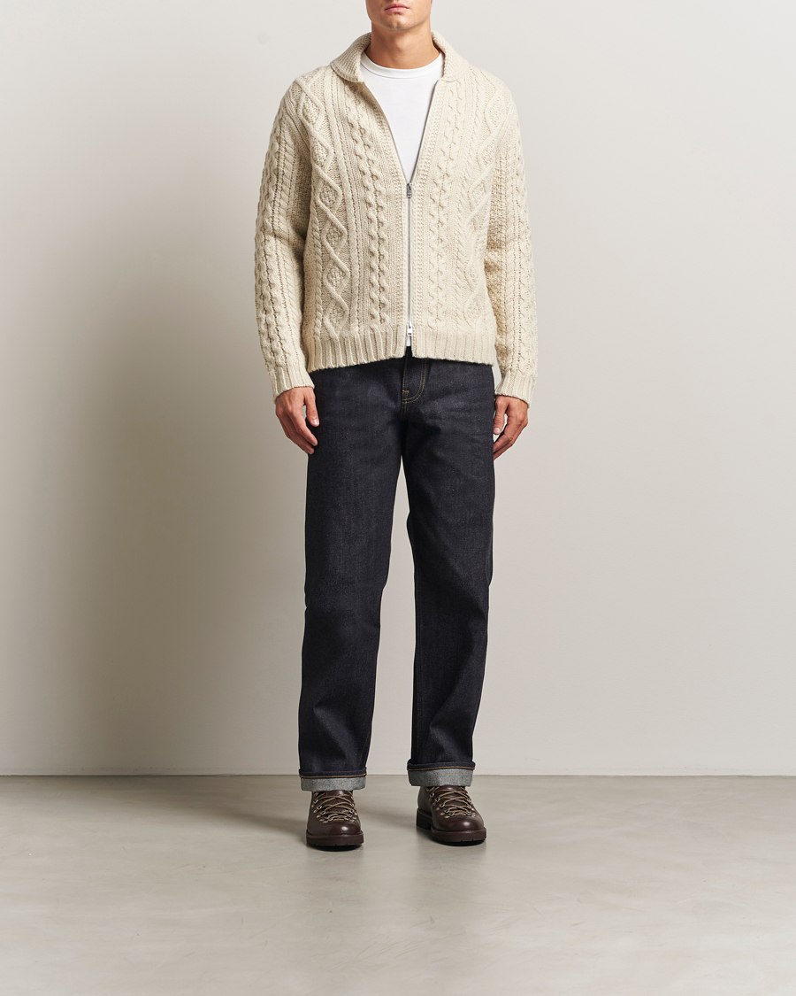 Herren | Pullover | Morris | Cornwall Cable Full Zip Jacket OfF White