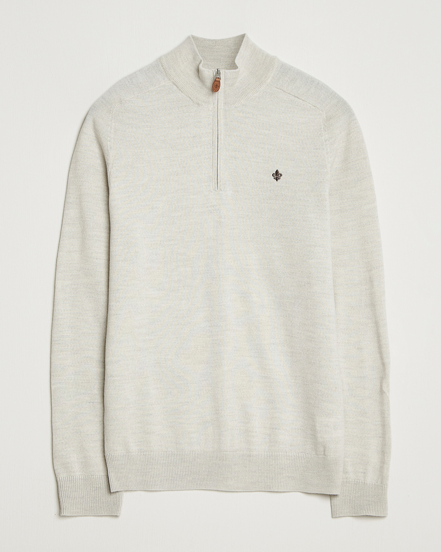Herren | Pullover | Morris | John Merino Half Zip Off White