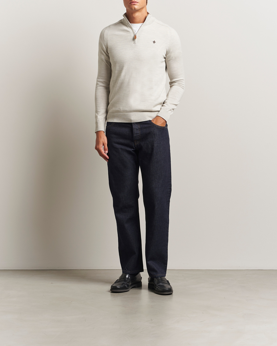 Herren | Pullover | Morris | John Merino Half Zip Off White