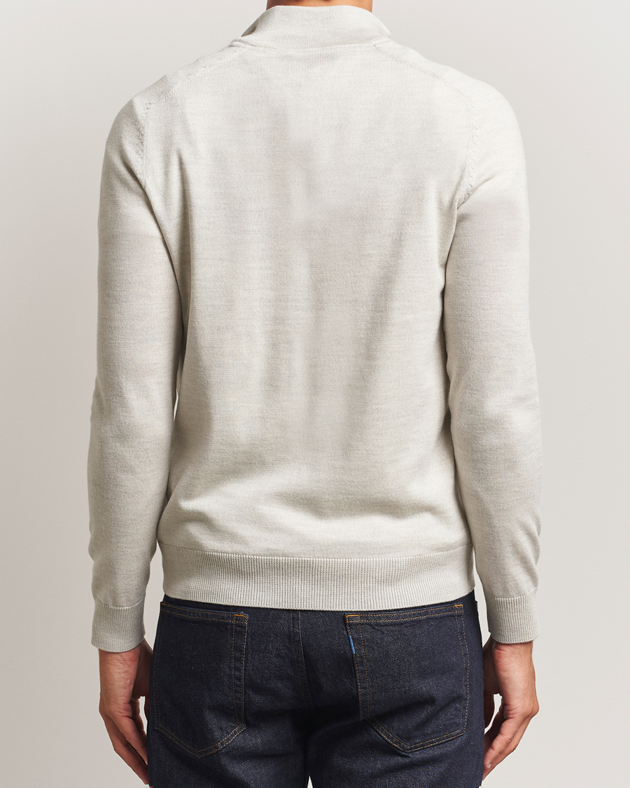 Herren | Pullover | Morris | John Merino Half Zip Off White