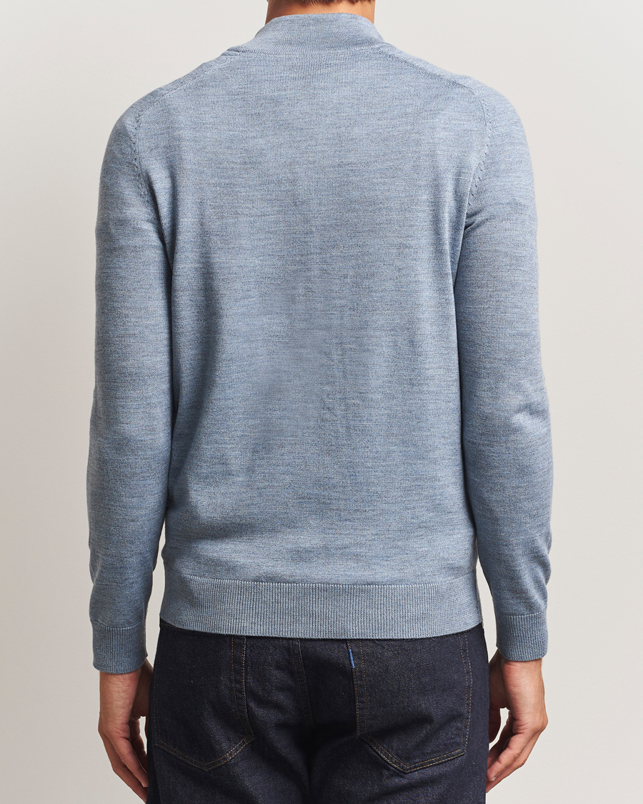 Herren | Pullover | Morris | John Merino Half Zip Light Blue