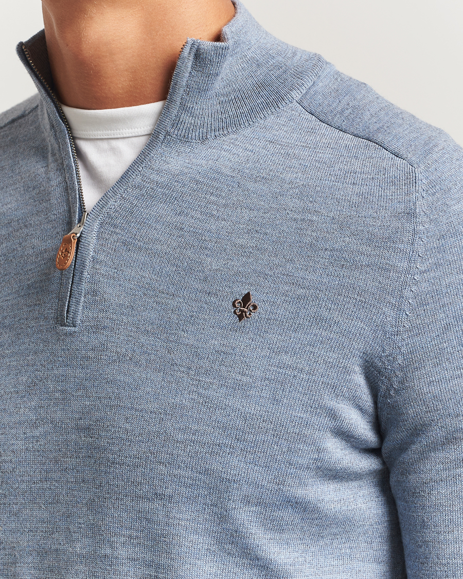 Herren | Pullover | Morris | John Merino Half Zip Light Blue