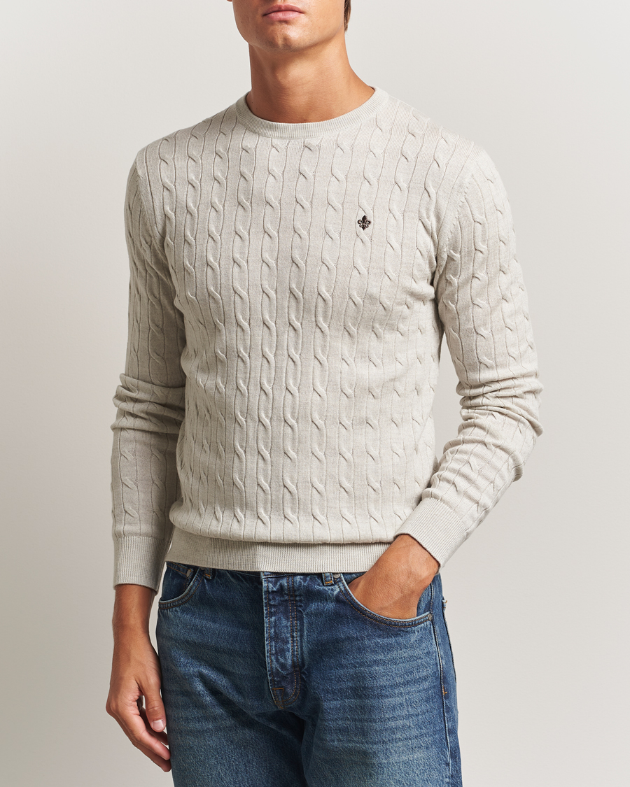 Herren | Pullover | Morris | Merino Cable O-Neck Off White