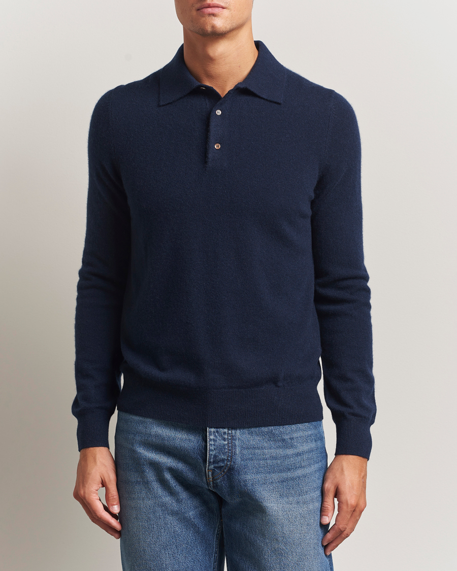 Herren | Pullover | Morris | Cashmere Polo Neck Navy