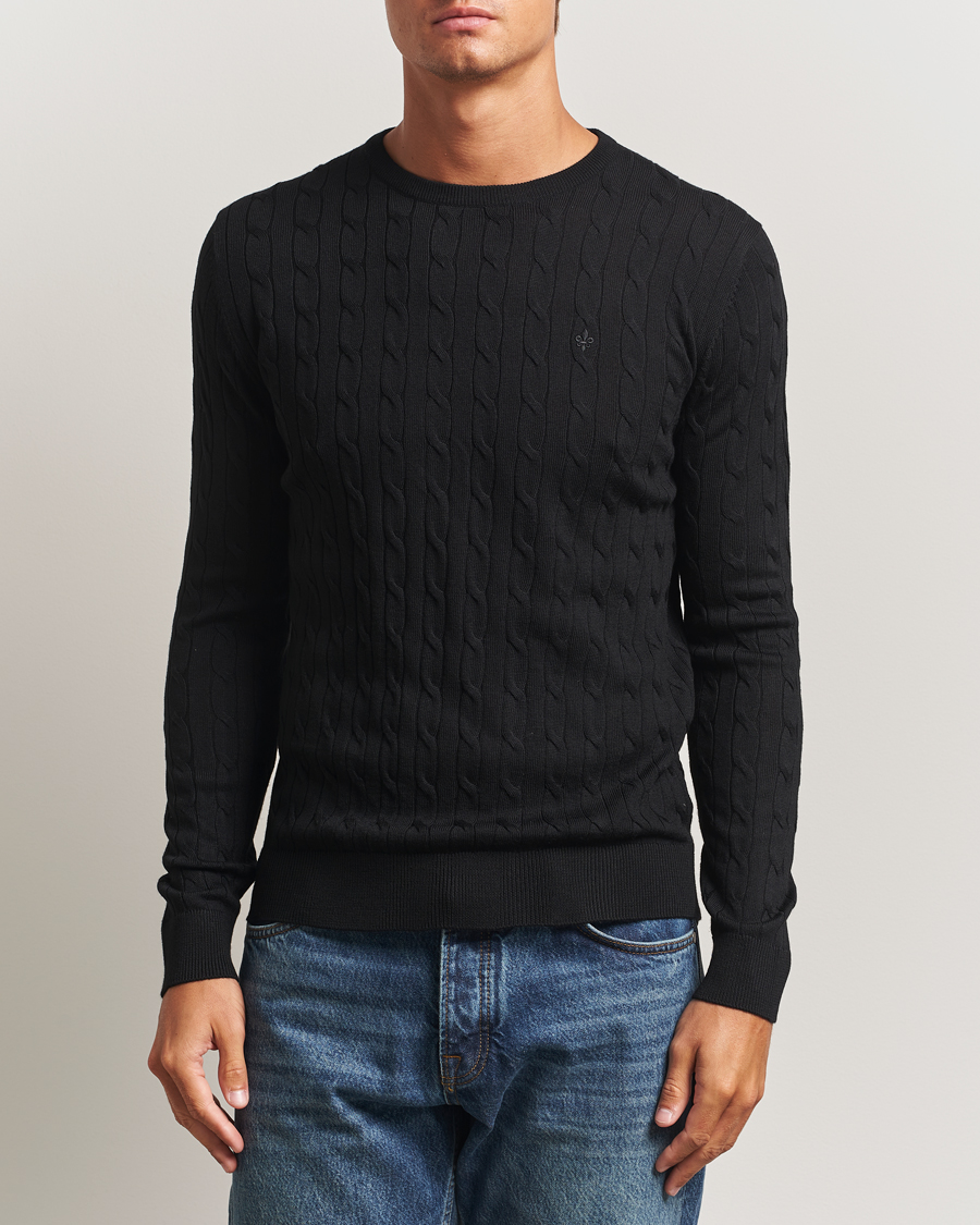 Herren | Pullover | Morris | Merino Cable O-Neck Black