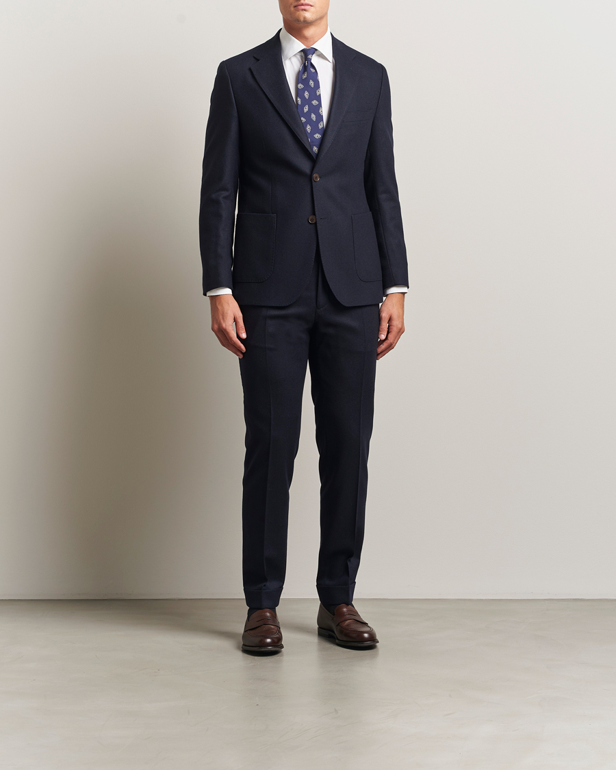 Herren | Sakkos | Morris | Flannel Wool Blazer Navy