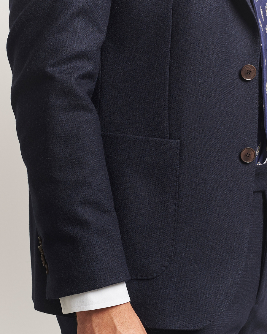 Herren | Sakkos | Morris | Flannel Wool Blazer Navy