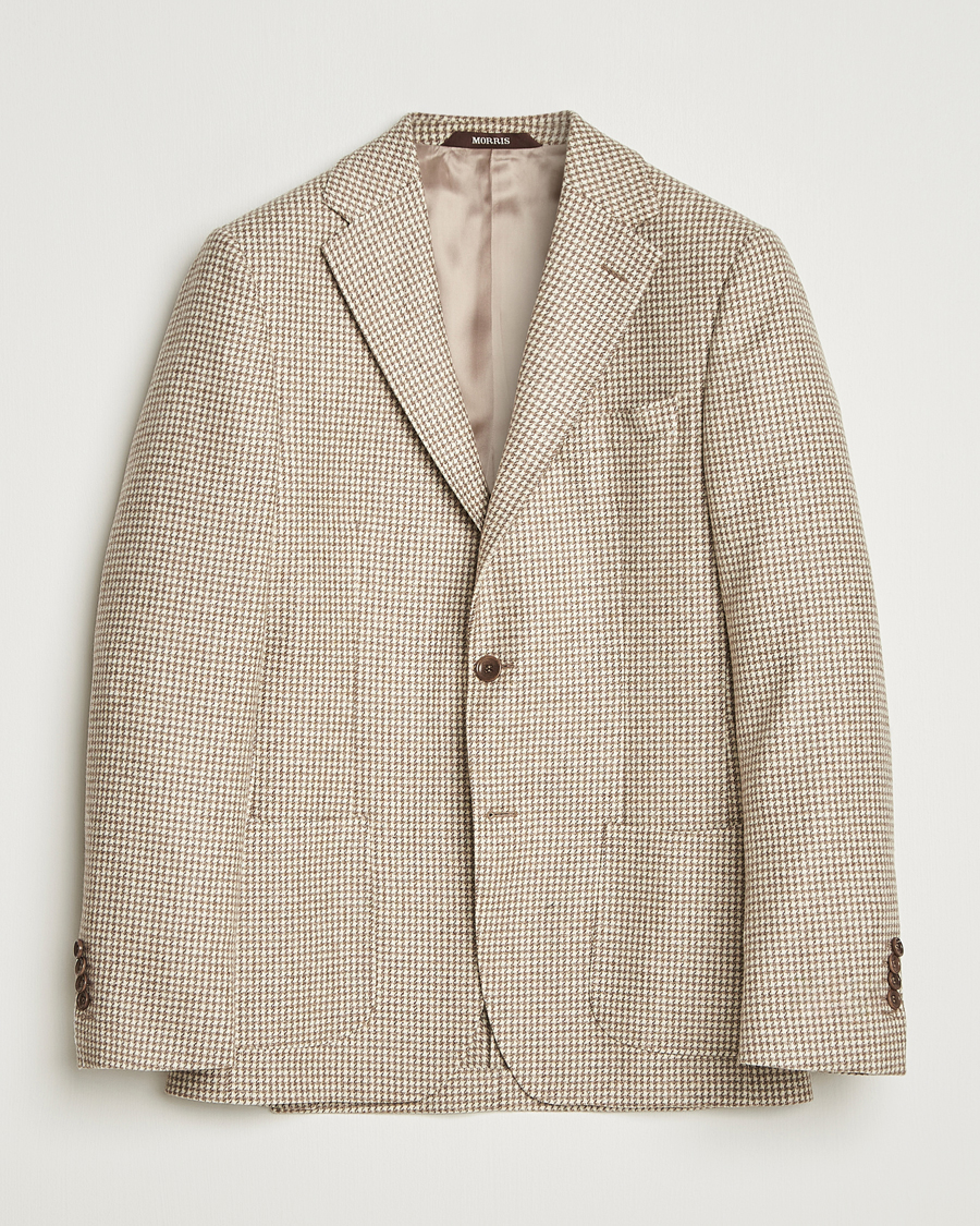 Herren | Sakkos | Morris | Wool Silk Houndstooth Blazer Khaki