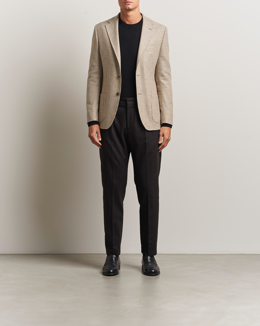 Herren | Sakkos | Morris | Wool Silk Houndstooth Blazer Khaki