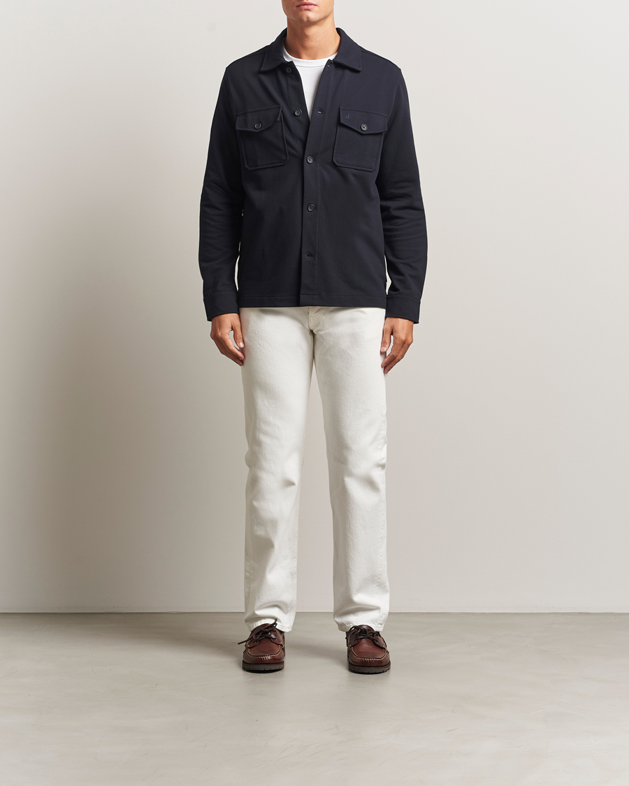 Herren | Hemden | Morris | Andrew Jersey Overshirt Old Blue