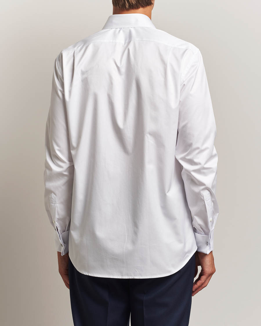 Herren | Hemden | Stenströms | Regular Fit Cotton Twill Double Cuff Shirt White