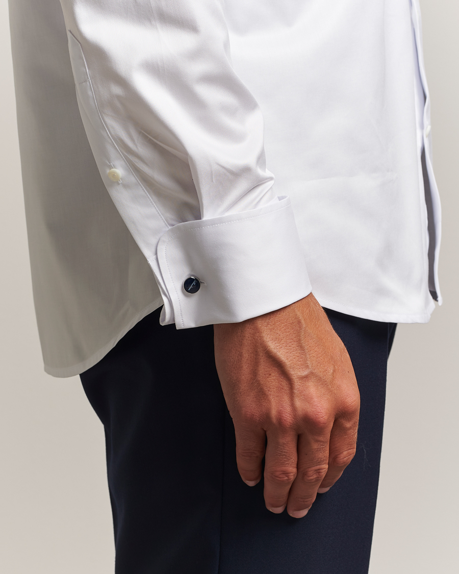 Herren | Hemden | Stenströms | Regular Fit Cotton Twill Double Cuff Shirt White