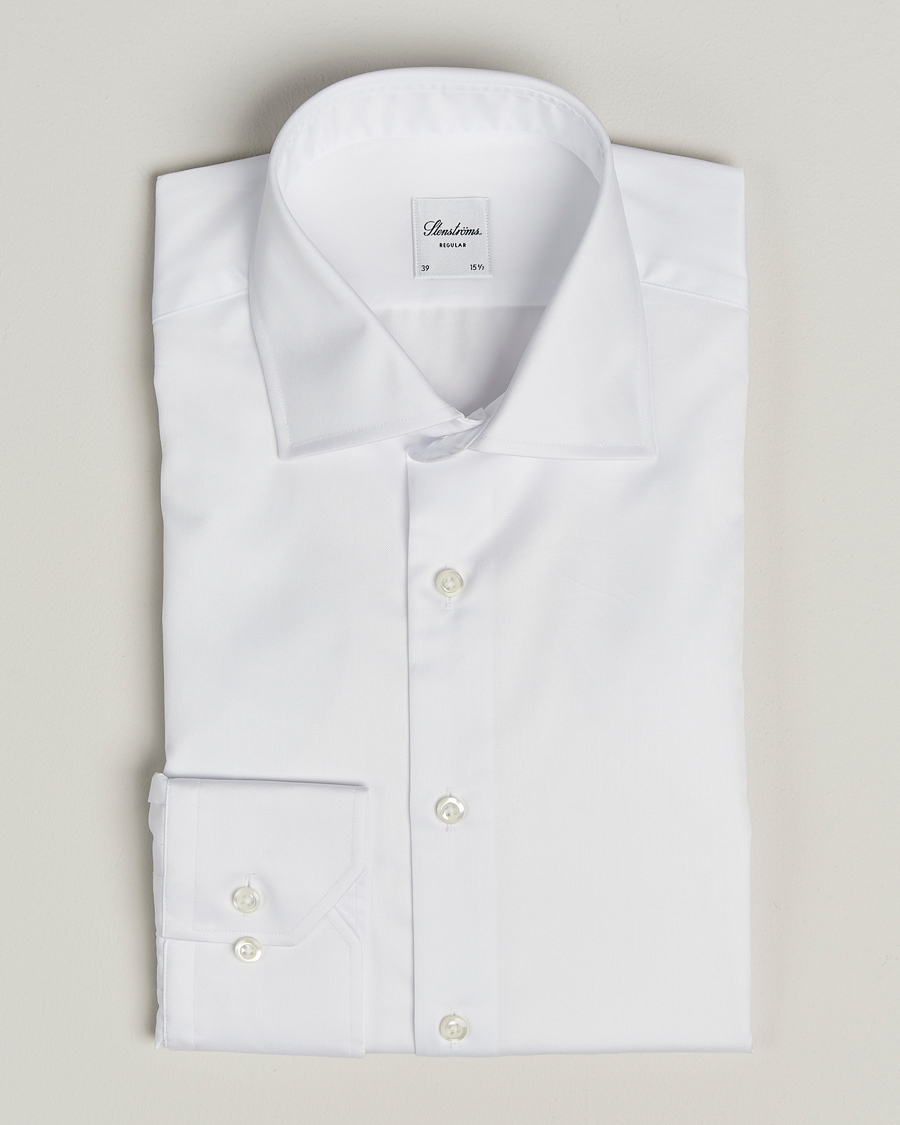 Herren | Hemden | Stenströms | Regular Fit Cotton Twill Shirt White
