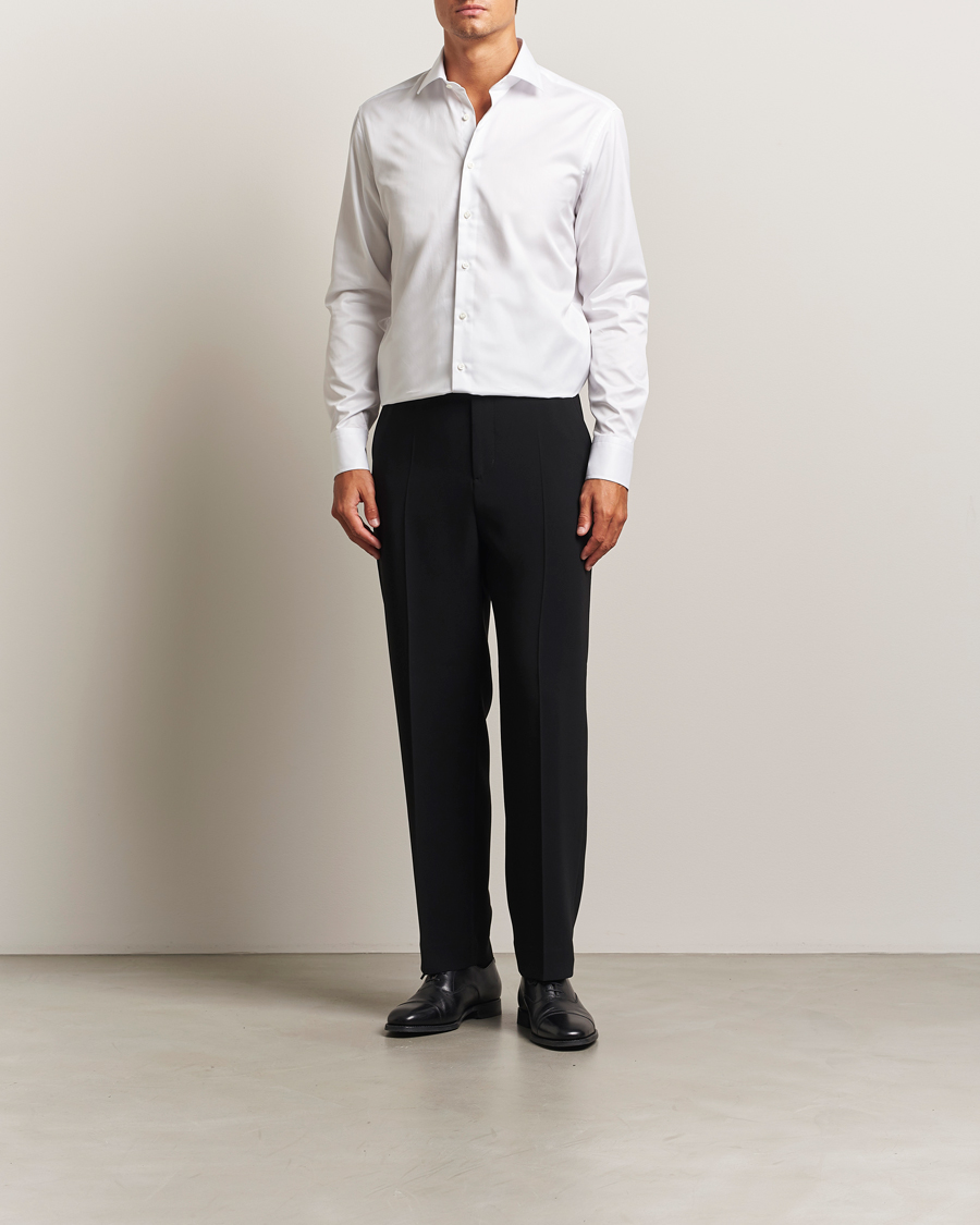 Herren | Hemden | Stenströms | Regular Fit Cotton Twill Shirt White