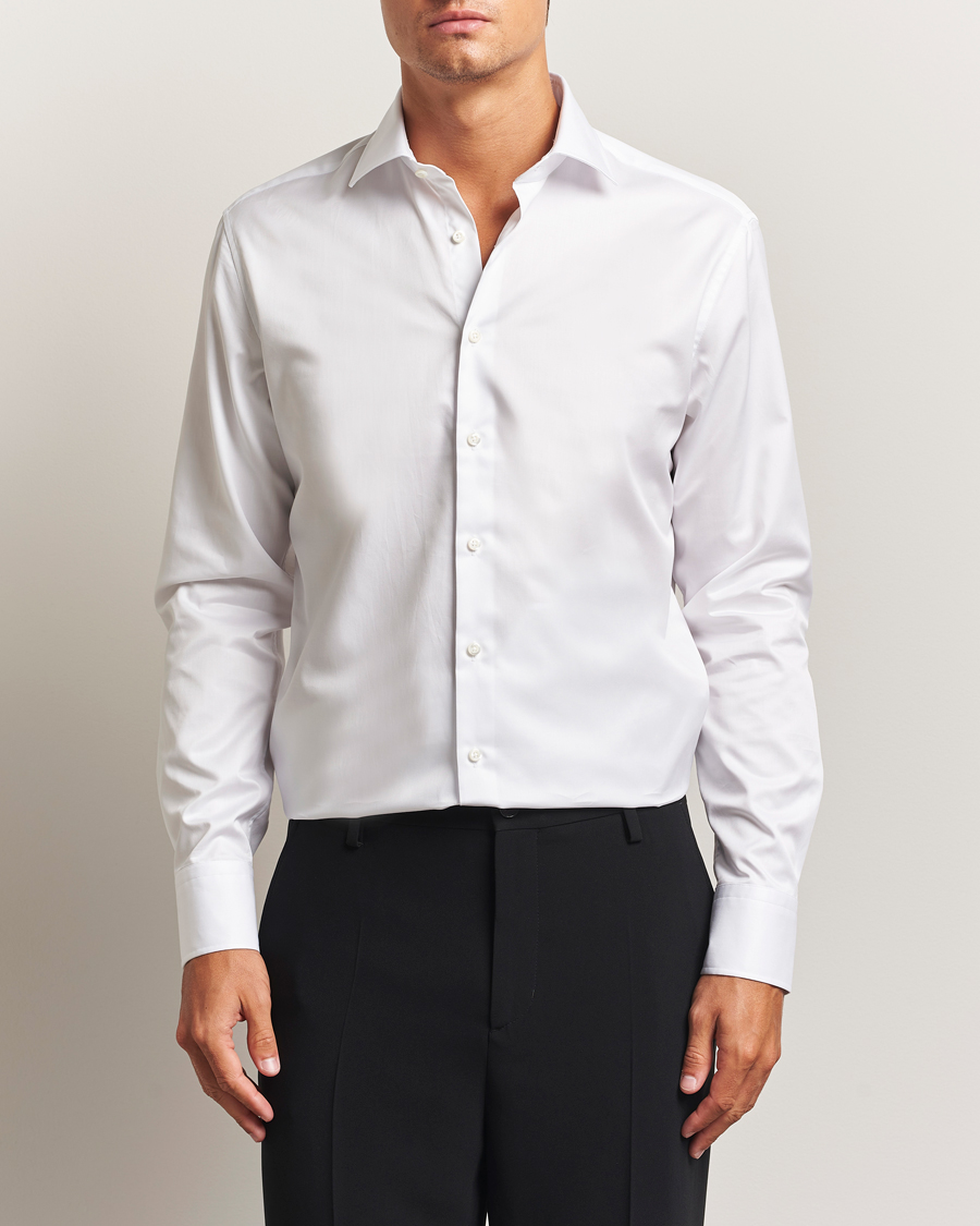 Herren | Hemden | Stenströms | Regular Fit Cotton Twill Shirt White