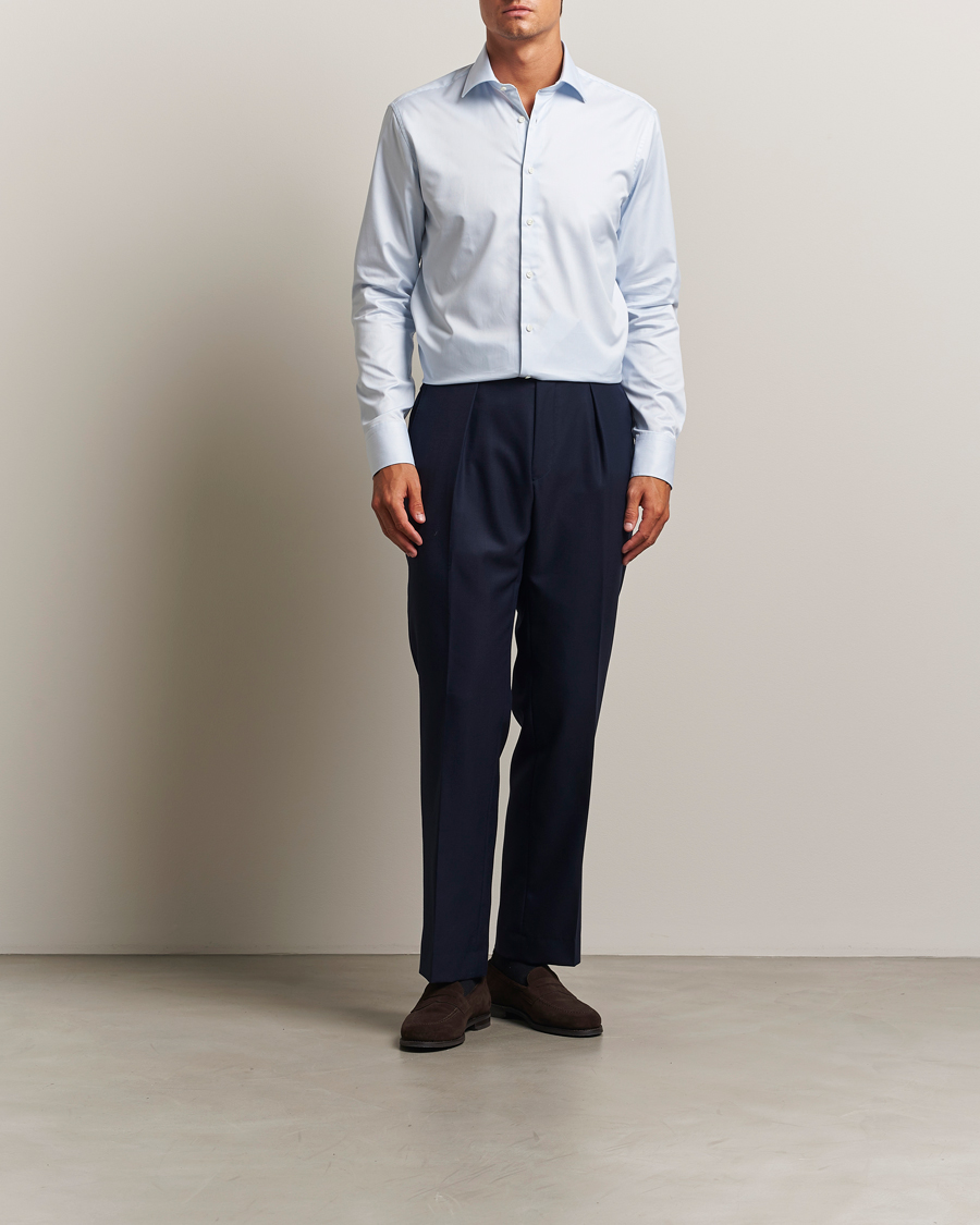Herren | Hemden | Stenströms | Regular Fit Thin Stripe Shirt White/Blue
