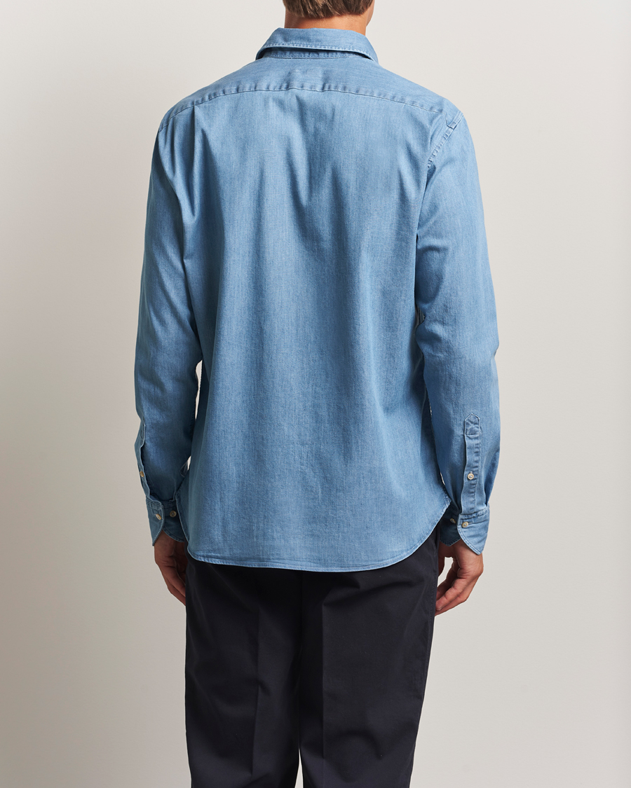 Herren | Hemden | Stenströms | Regular Fit Garment Washed Shirt Light Denim