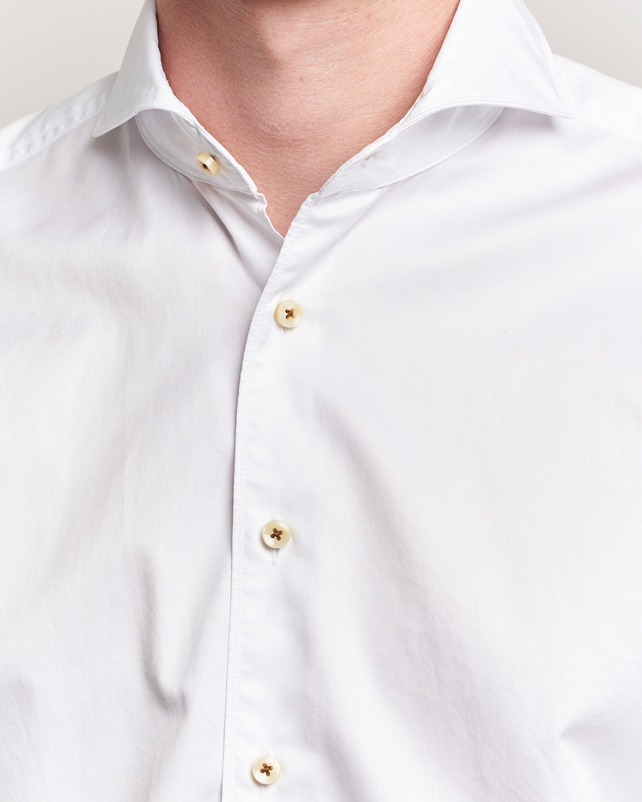 Herren | Hemden | Stenströms | Regular Fit Washed Cotton Plain Shirt White