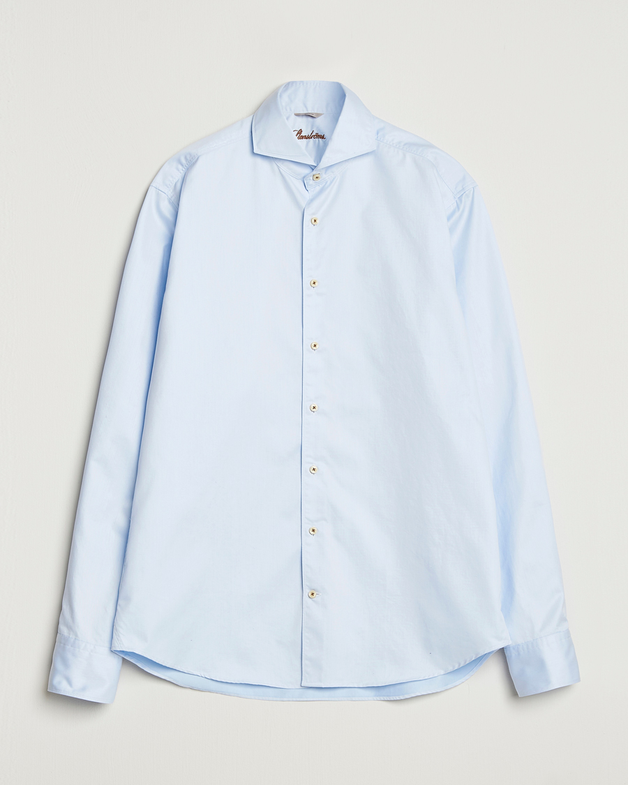 Herren | Hemden | Stenströms | Regular Fit Washed Cotton Plain Shirt Light Blue