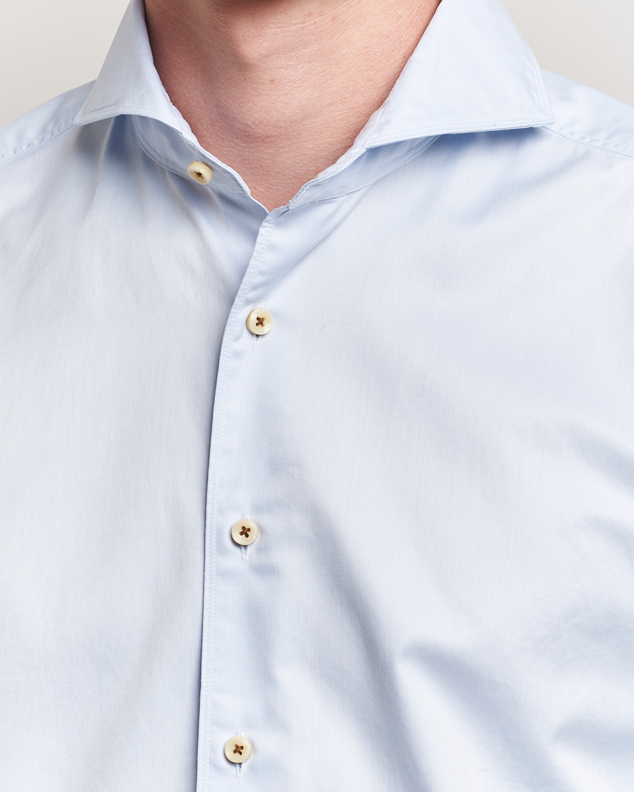 Herren | Hemden | Stenströms | Regular Fit Washed Cotton Plain Shirt Light Blue