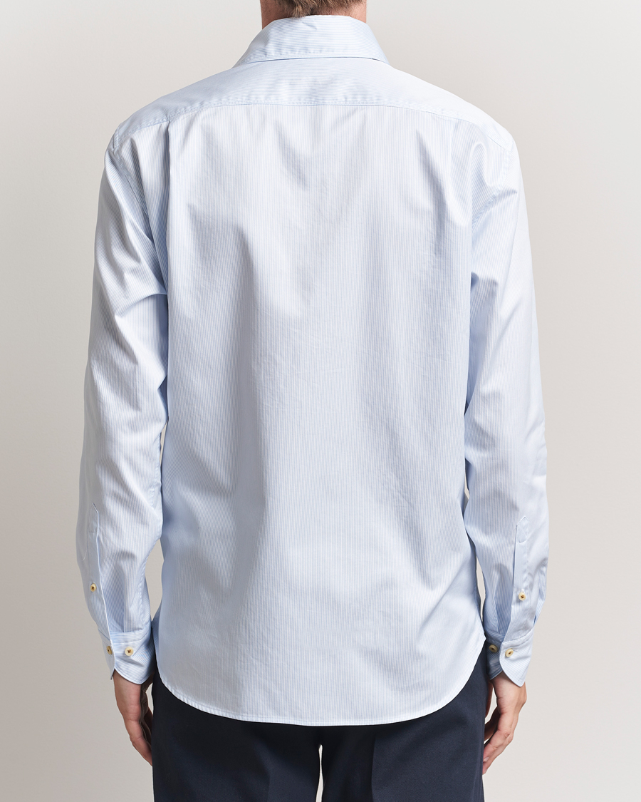 Herren | Hemden | Stenströms | Regular Fit Pinstriped Casual Shirt Light Blue