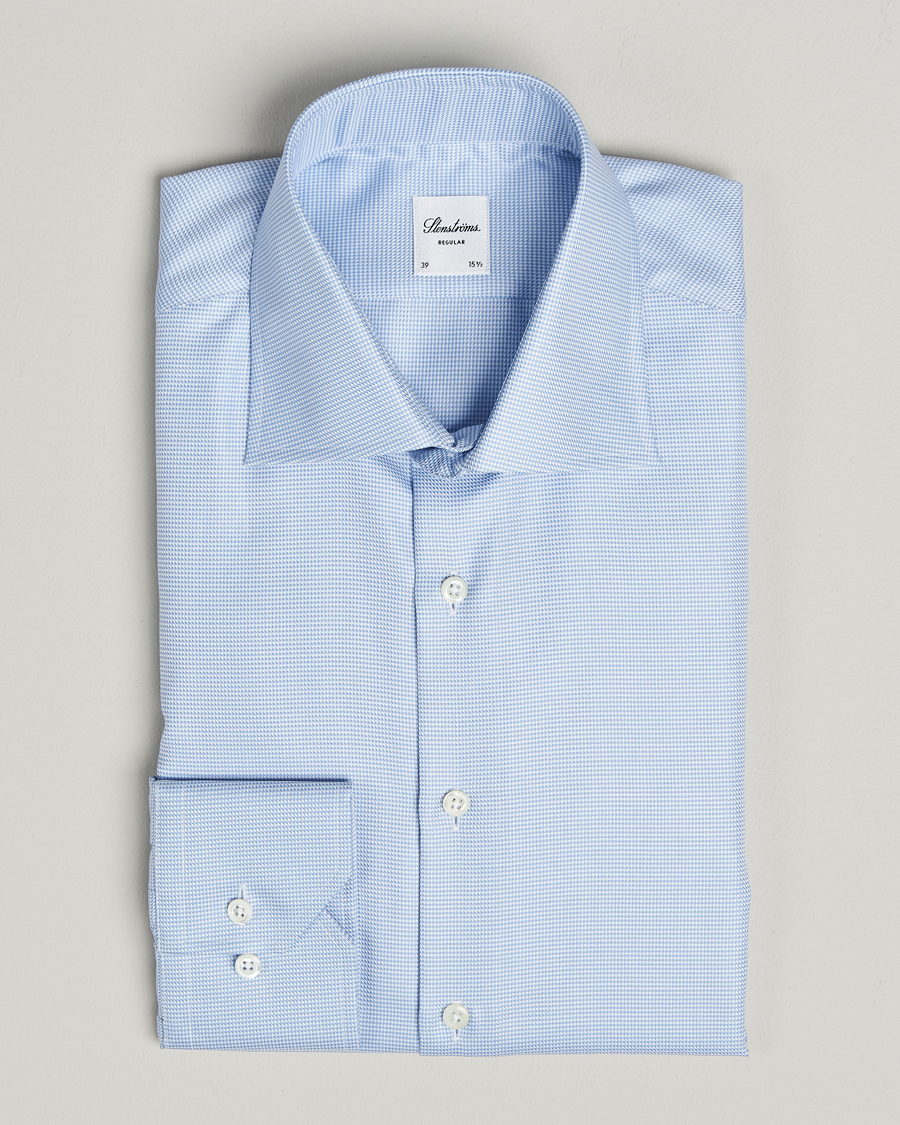 Herren | Hemden | Stenströms | Regular Fit Houndstooth Shirt Blue