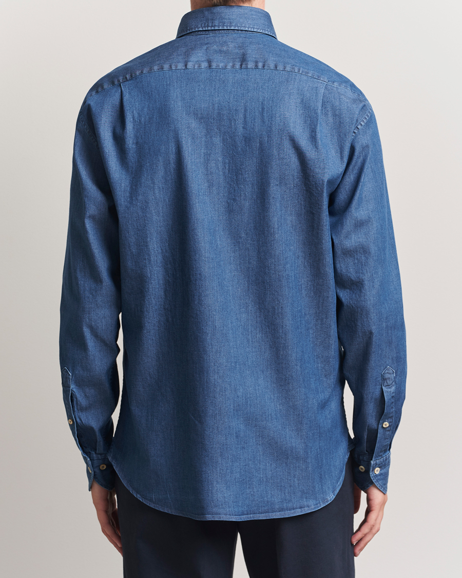 Herren | Hemden | Stenströms | Regular Fit Button Down Garment Washed Shirt Denim