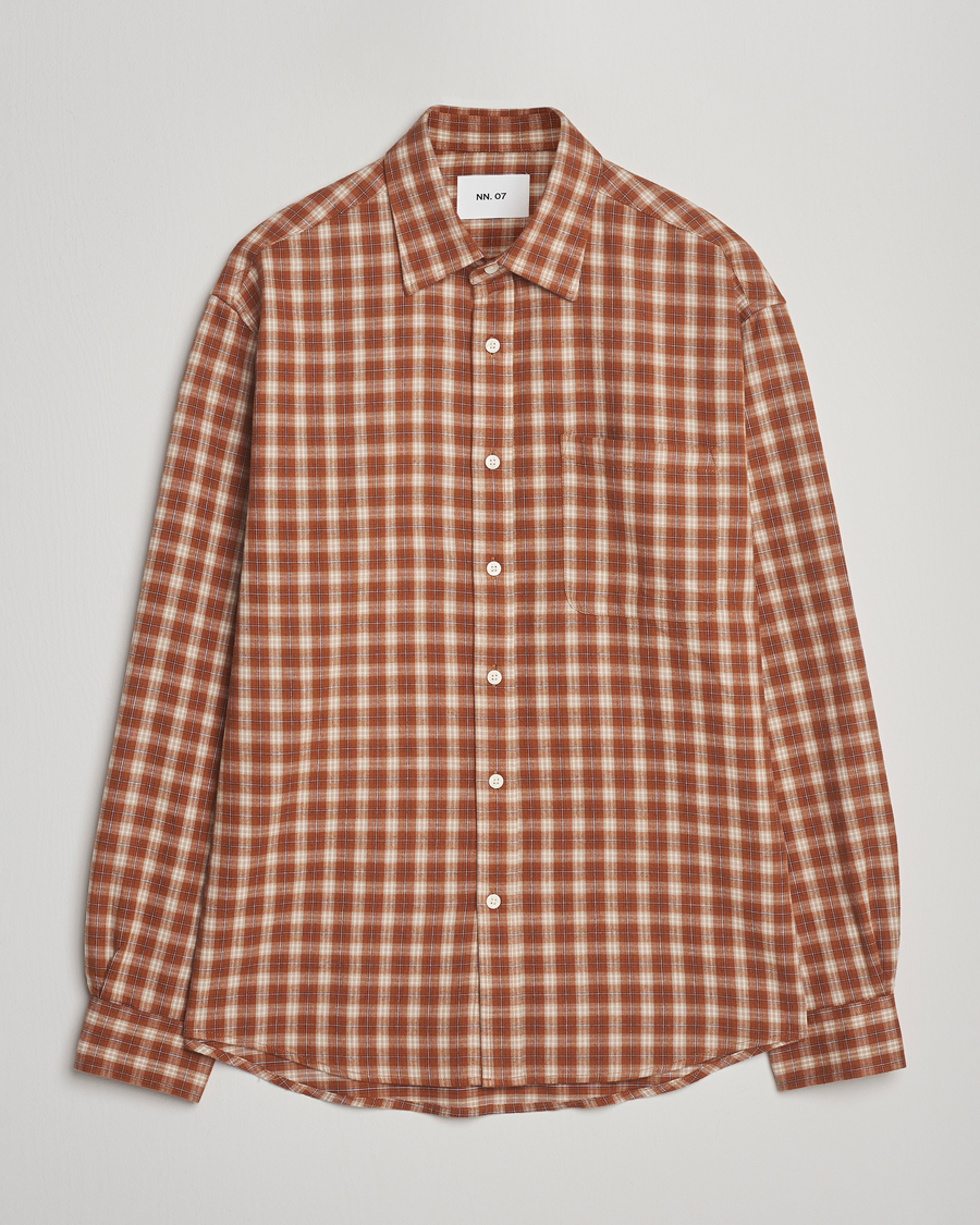 Herren | Hemden | NN07 | Deon Flannel Checked Shirt Light Brown