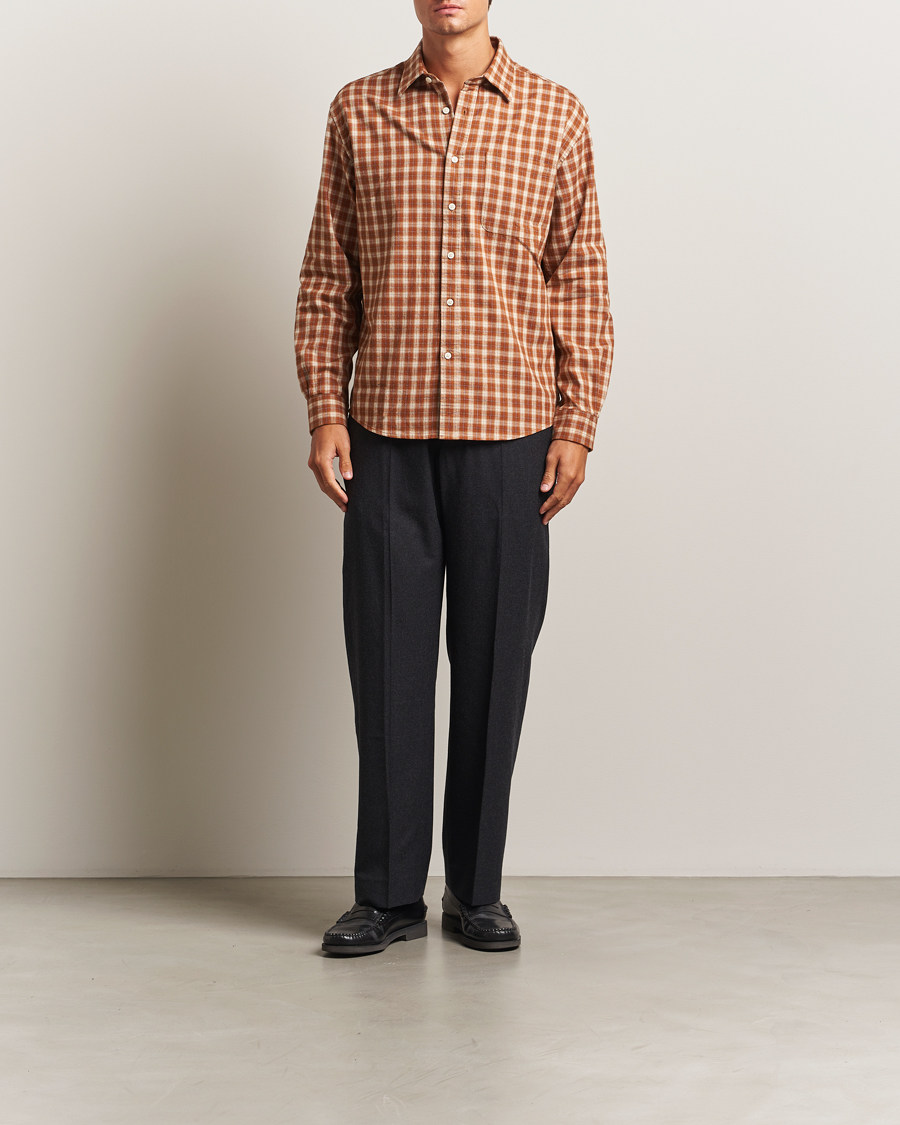 Herren | Hemden | NN07 | Deon Flannel Checked Shirt Light Brown