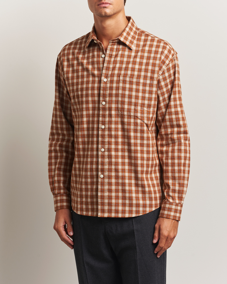 Herren | Hemden | NN07 | Deon Flannel Checked Shirt Light Brown
