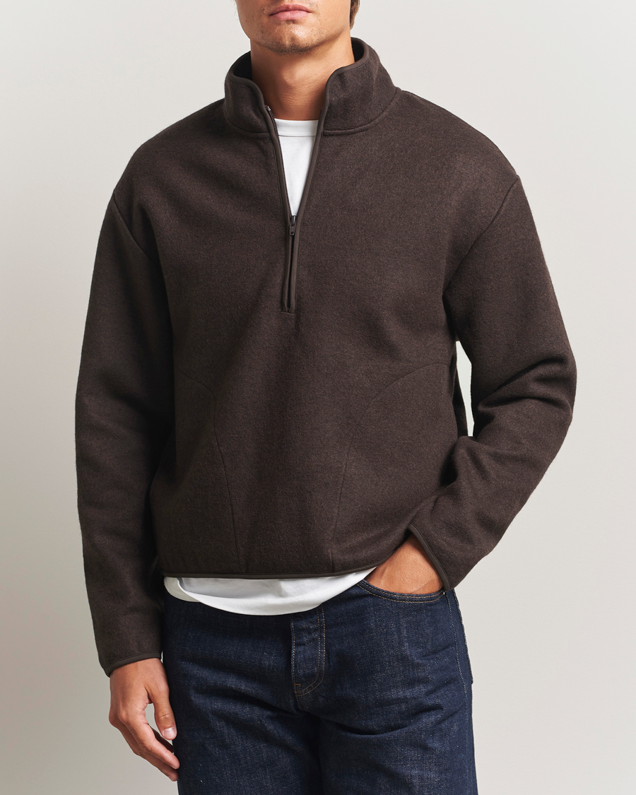 Herren | Pullover | Sunflower | Wool Half Zip Dark Brown