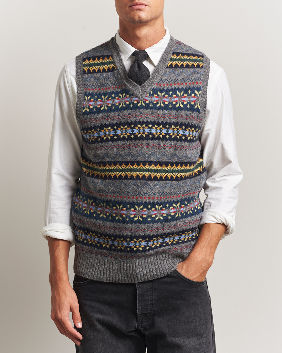 Herren | Pullover | BEAMS PLUS | Fairisle Knit Vest Grey