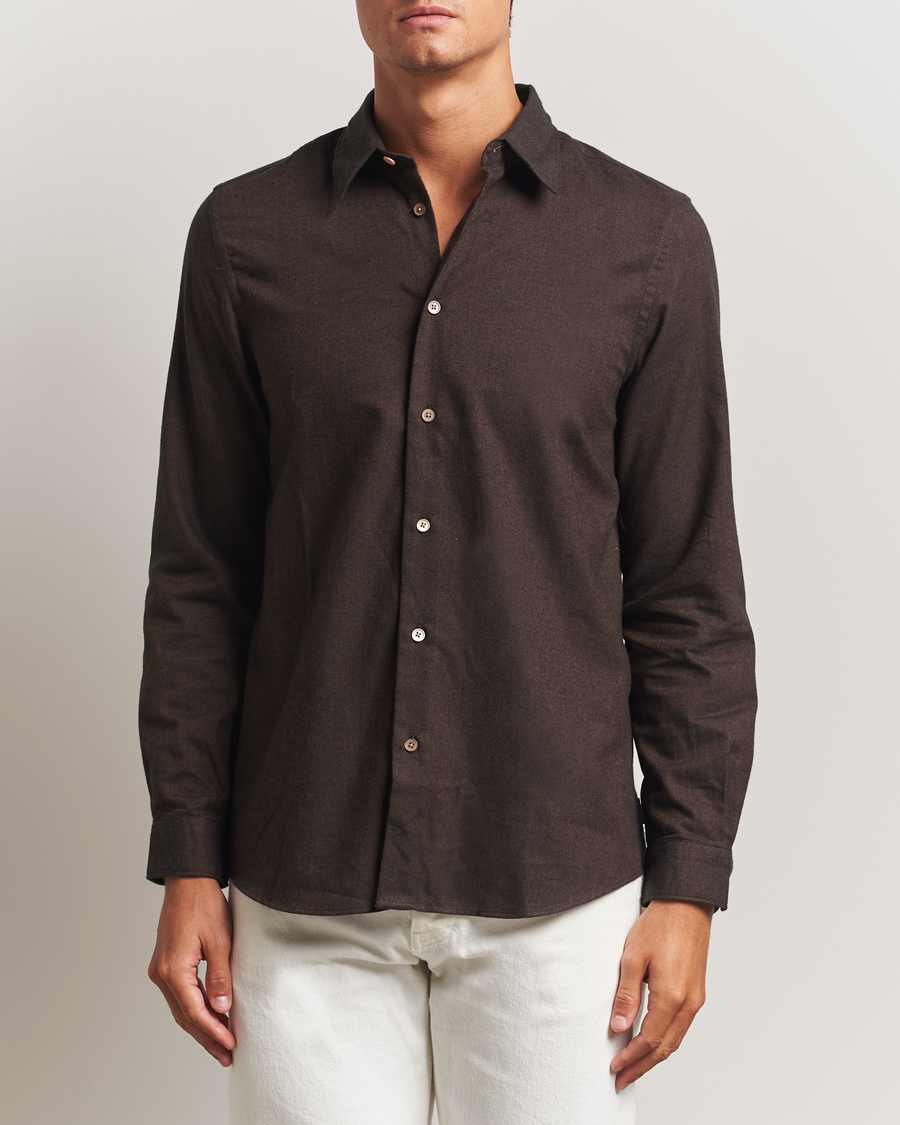 Herren | Hemden | PS Paul Smith | Brushed Cotton/Wool Shirt Dark Brown