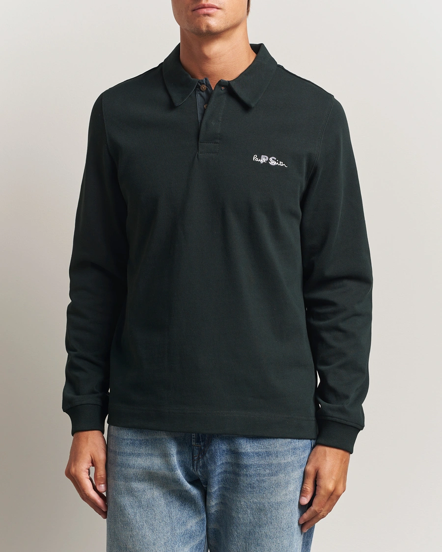 Herren | Pullover | PS Paul Smith | Cotton Logo Rugby Sweater Dark Green