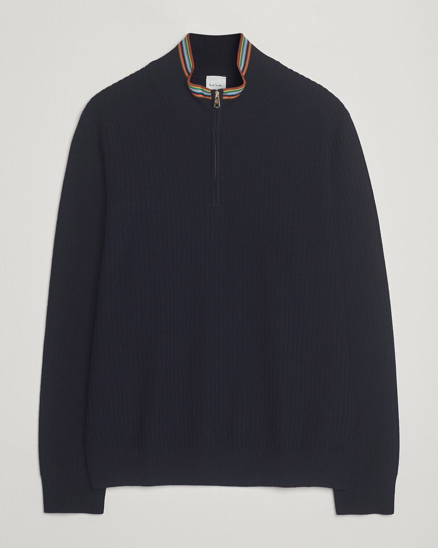 Herren | Pullover | Paul Smith | Merino Rib Knitted Half Zip Navy