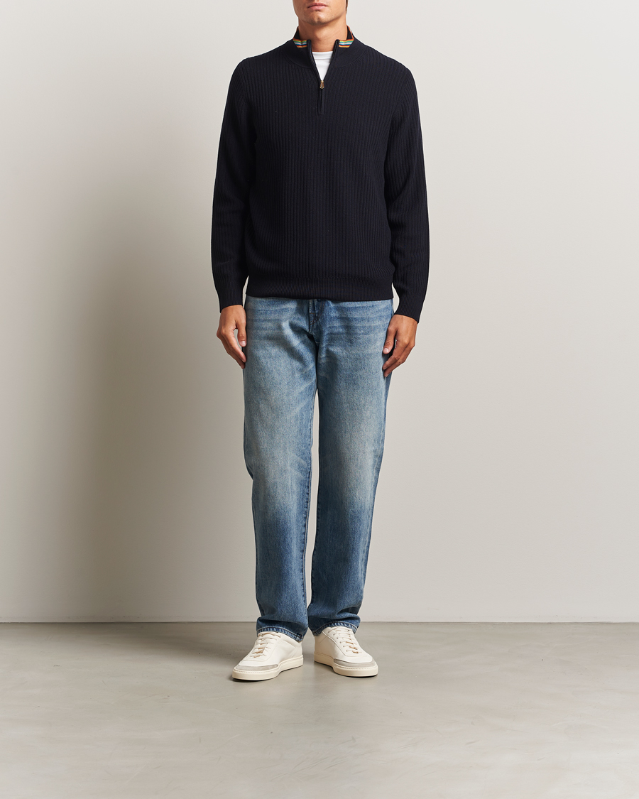 Herren | Pullover | Paul Smith | Merino Rib Knitted Half Zip Navy