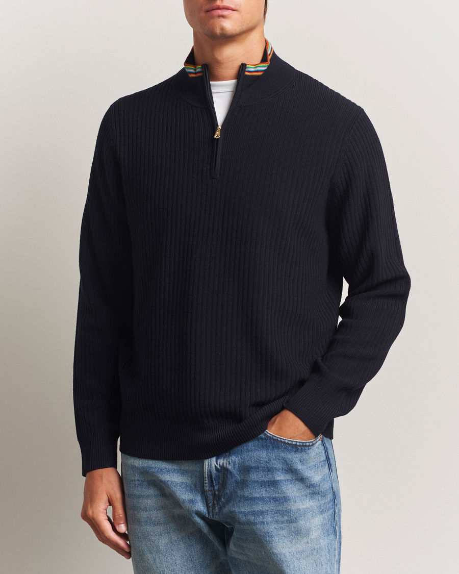 Herren | Pullover | Paul Smith | Merino Rib Knitted Half Zip Navy
