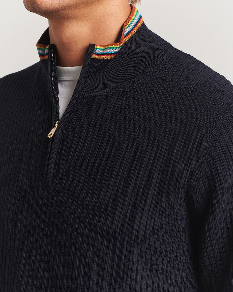 Herren | Pullover | Paul Smith | Merino Rib Knitted Half Zip Navy