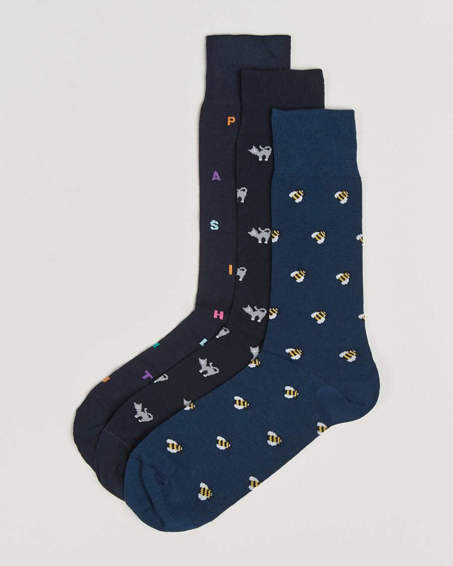 Herren | Unterwäsche | Paul Smith | 3-Pack Printed Sock Navy