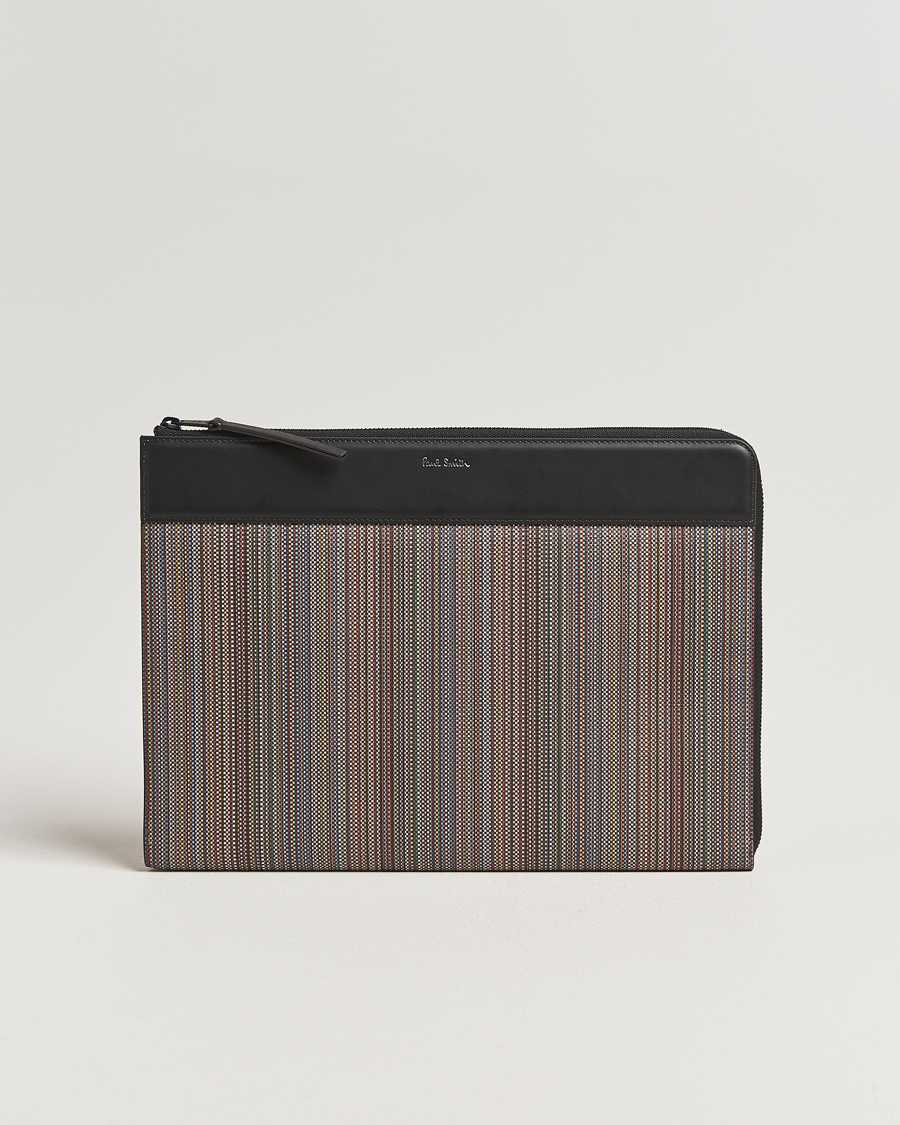 Herren | Paul Smith Nylon Stripe Document Case Black Multi | Paul Smith | Nylon Stripe Document Case Black Multi