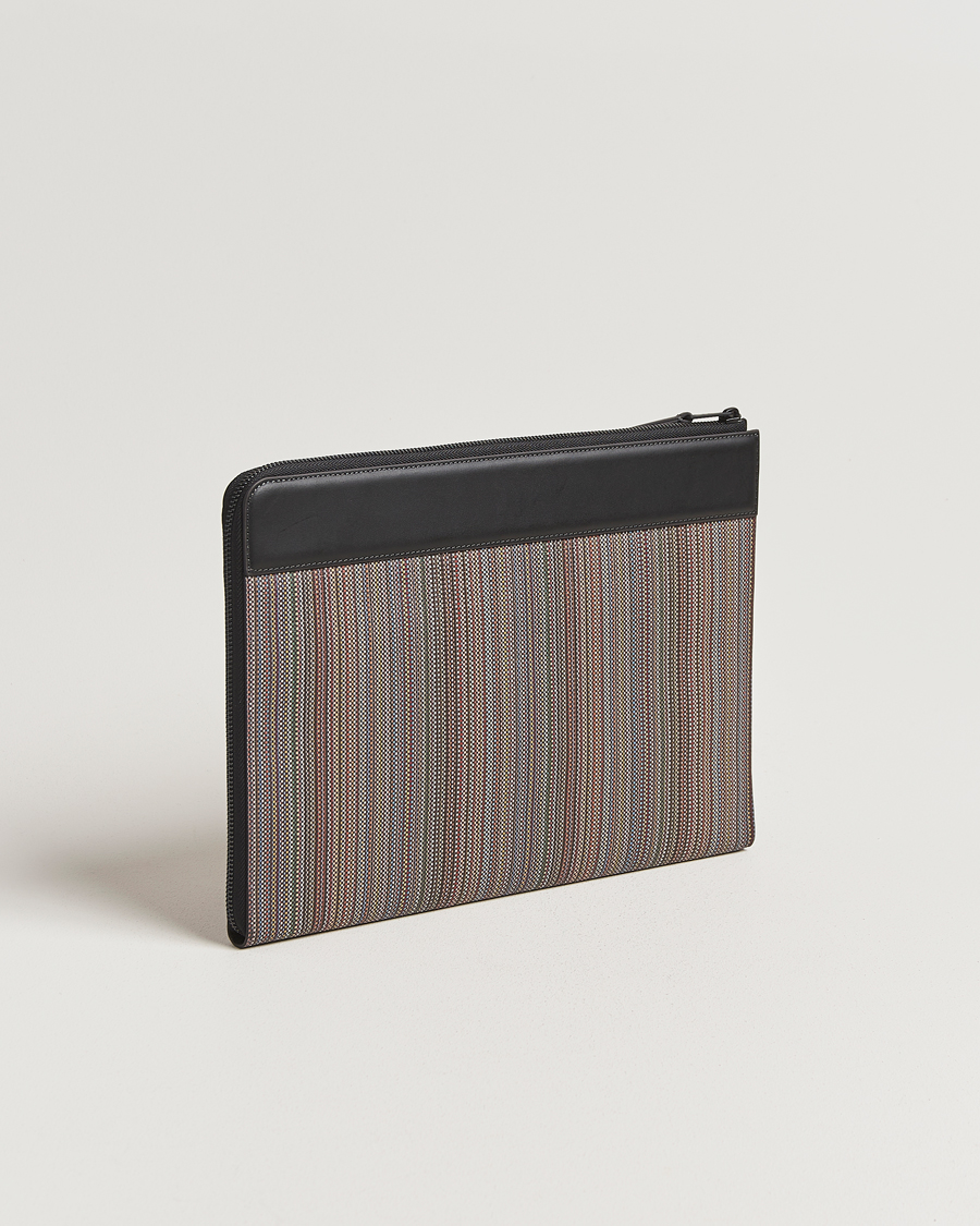 Herren | Paul Smith Nylon Stripe Document Case Black Multi | Paul Smith | Nylon Stripe Document Case Black Multi