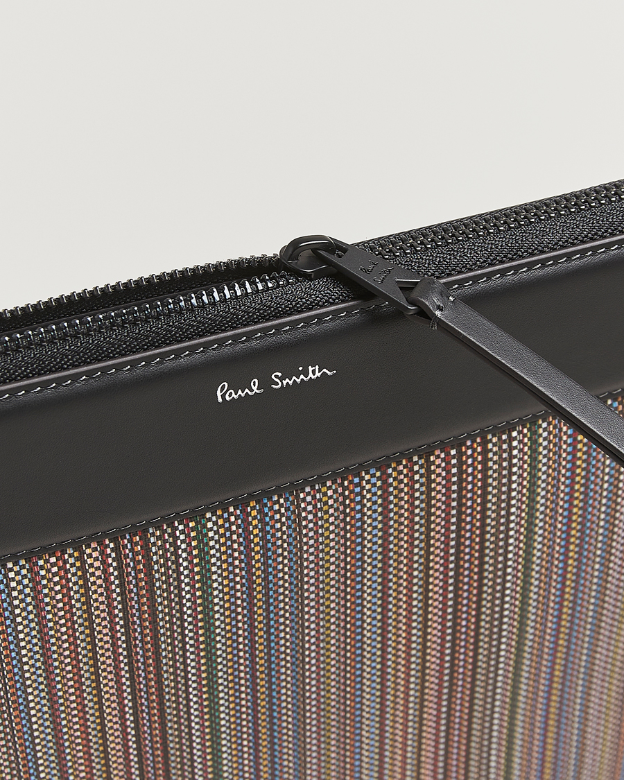 Herren | Paul Smith Nylon Stripe Document Case Black Multi | Paul Smith | Nylon Stripe Document Case Black Multi