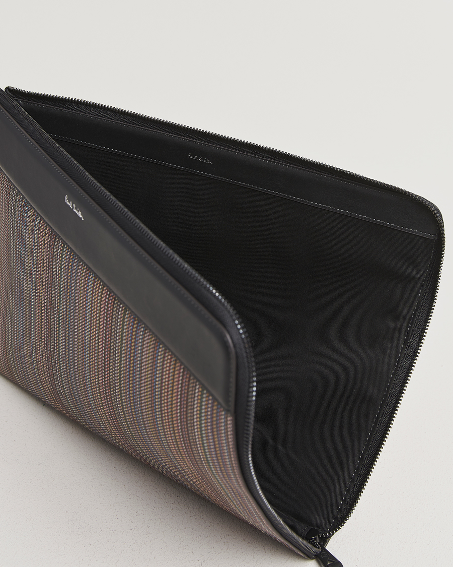 Herren | Paul Smith Nylon Stripe Document Case Black Multi | Paul Smith | Nylon Stripe Document Case Black Multi