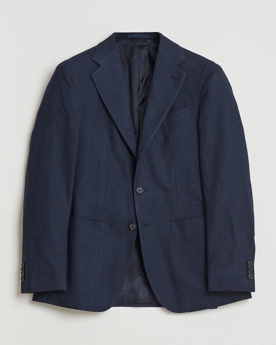 Herren | Sakkos | Caruso | Aida Brushed Cotton Blazer Navy Check