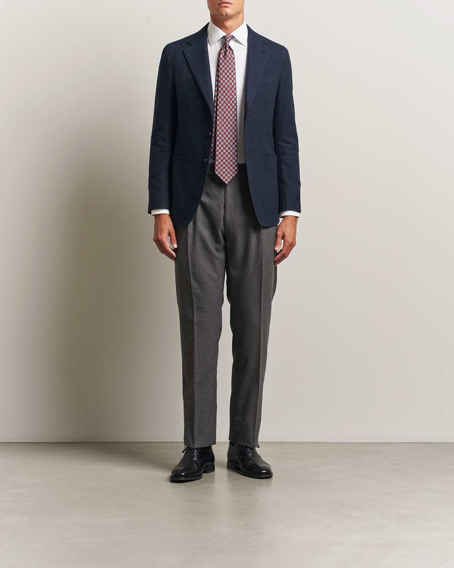 Herren | Sakkos | Caruso | Aida Brushed Cotton Blazer Navy Check